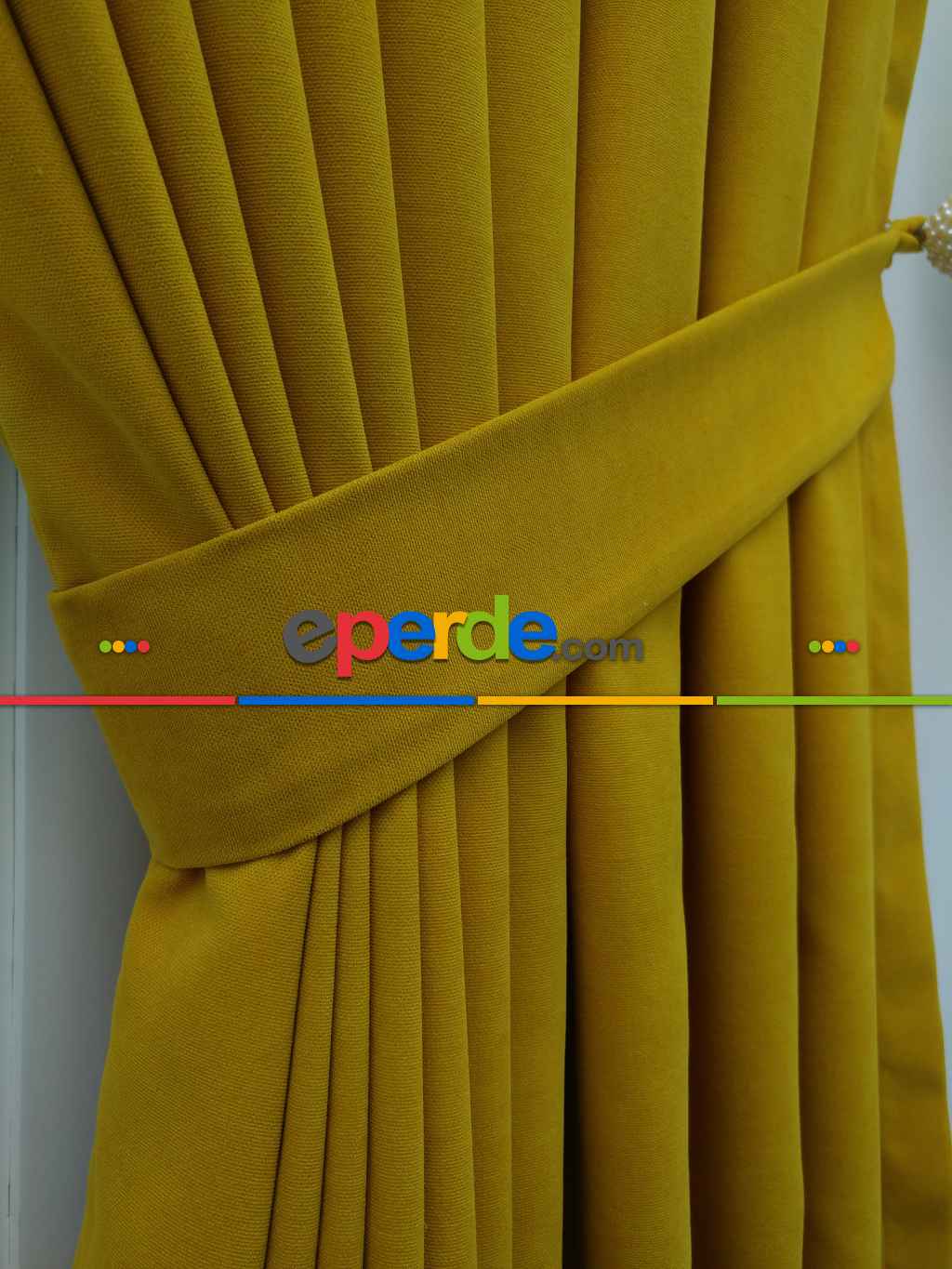 %25 İndirimli!!! Hardal Sarısı Düz Fon Perde- Hardal Sarısı