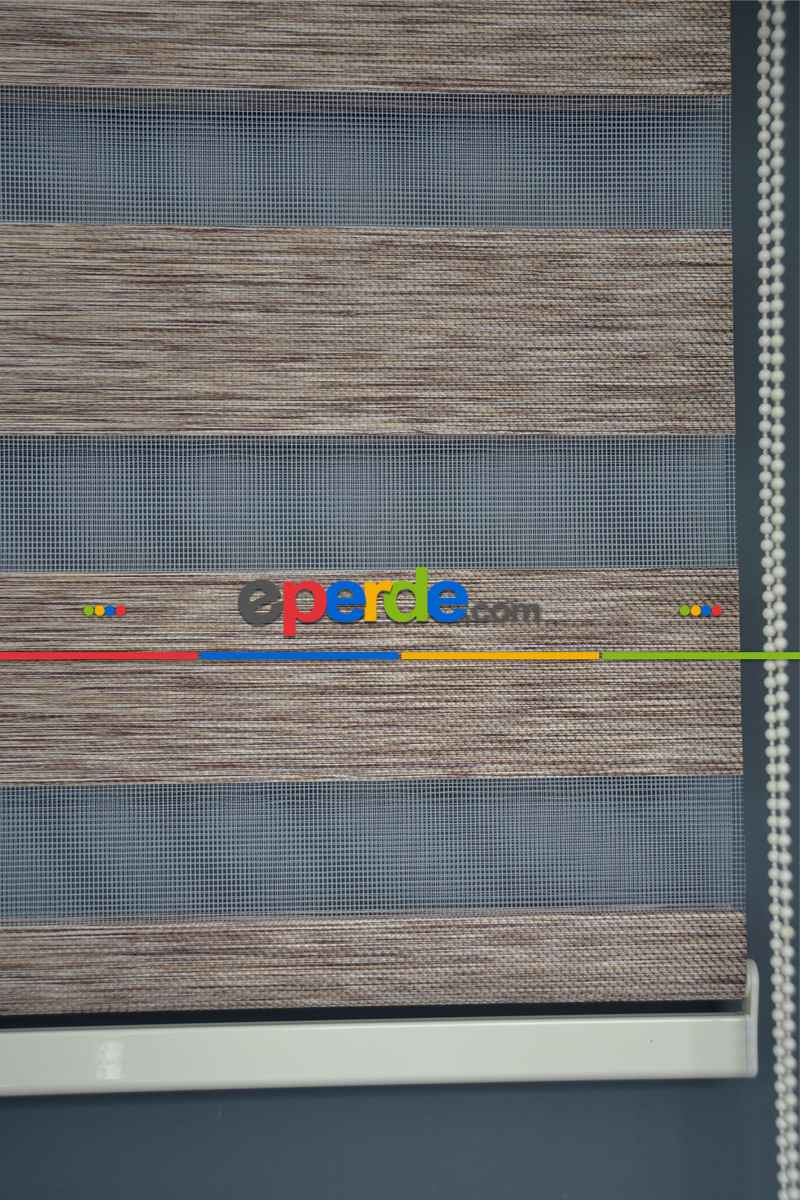 Halim Perdesan Bz-255 Açık Kahve Renk Etekli Veya Eteksiz Zebra Stor Perde