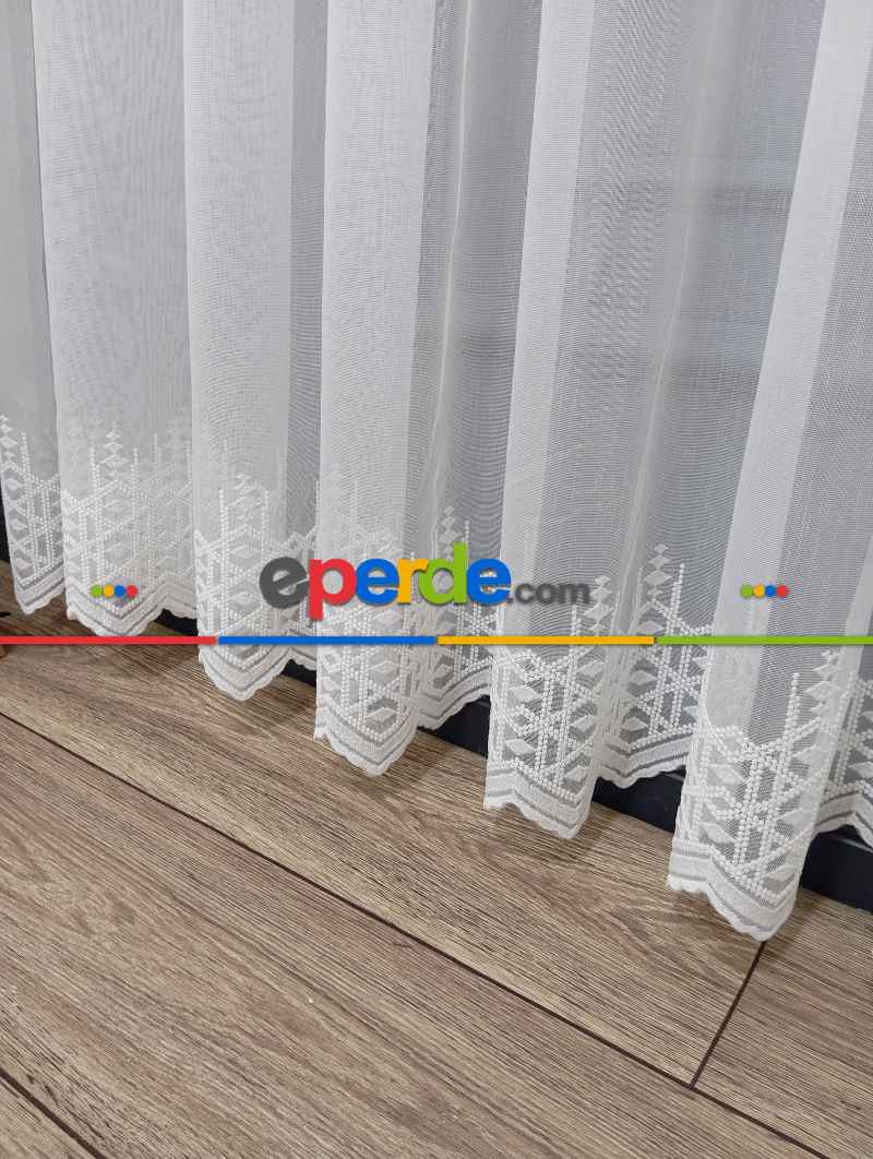 Sama Sade Düz Etek Işlemeli Ütü Istemez Yeni Tarz Tül Perde