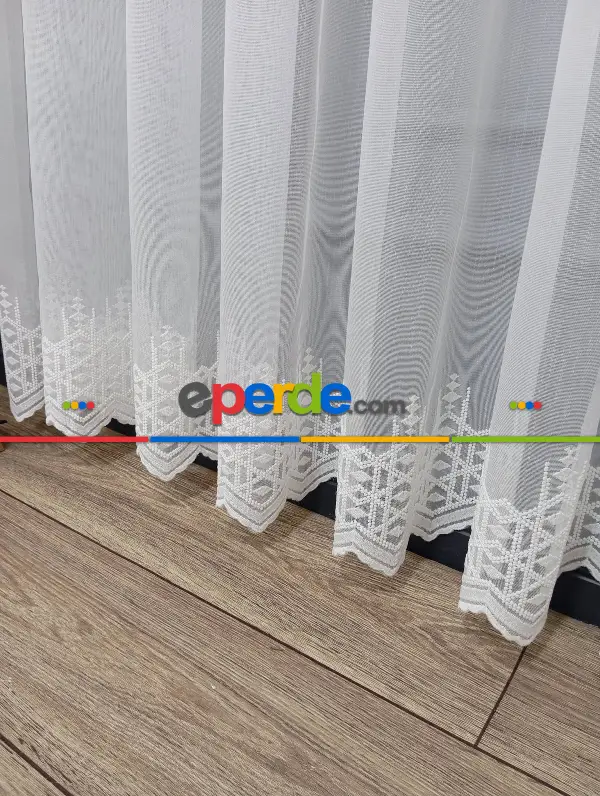 Sama Sade Düz Etek Işlemeli Ütü Istemez Yeni Tarz Tül Perde