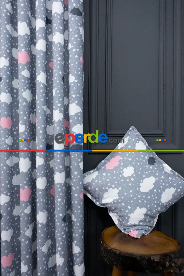 Trend Bebek - Çocuk - Genç Odası Fon Perde Modelleri 2025 (sınırsız En Ölçüsü )- Gri-füme-antrasit-pembe Koyu-ekru