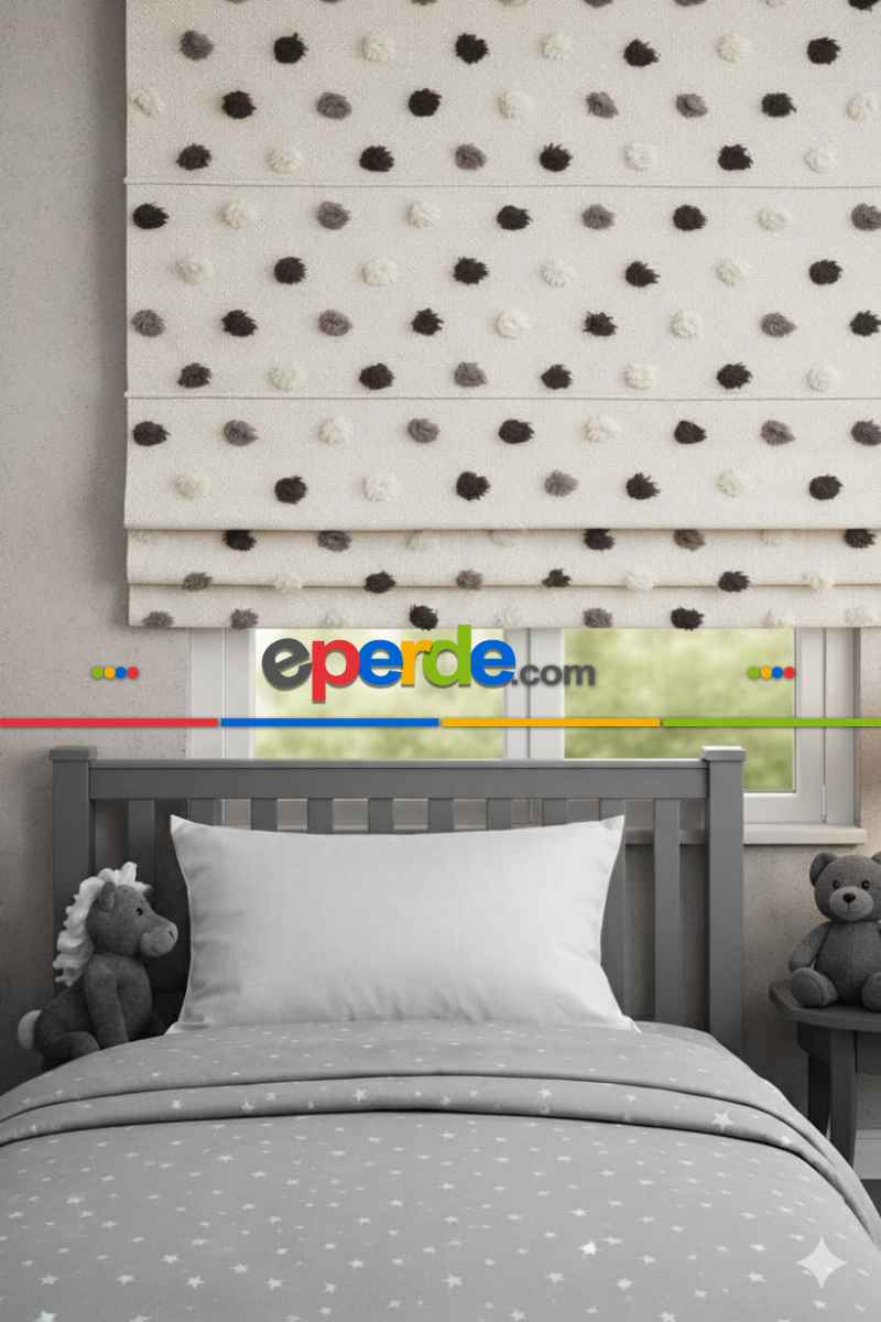 Katlamalı Fon Perde – Ponpon Desenli Mekanizmalı Perde