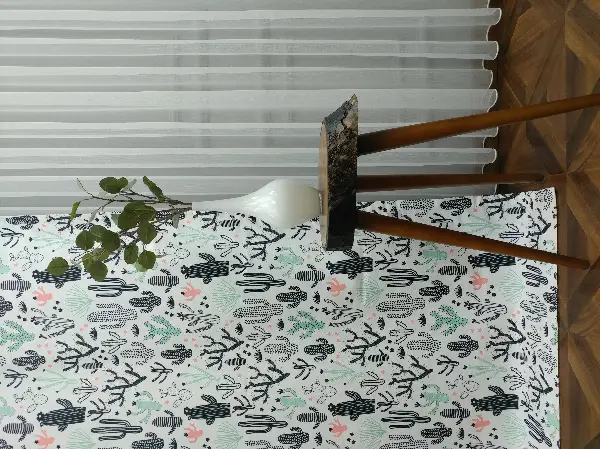 Bebek Odası Fon - Kaktüs Desenli Fon Perde Evm694 Kumaşı Kalındır Duck Bezi Değildir- Siyah-Yeşil