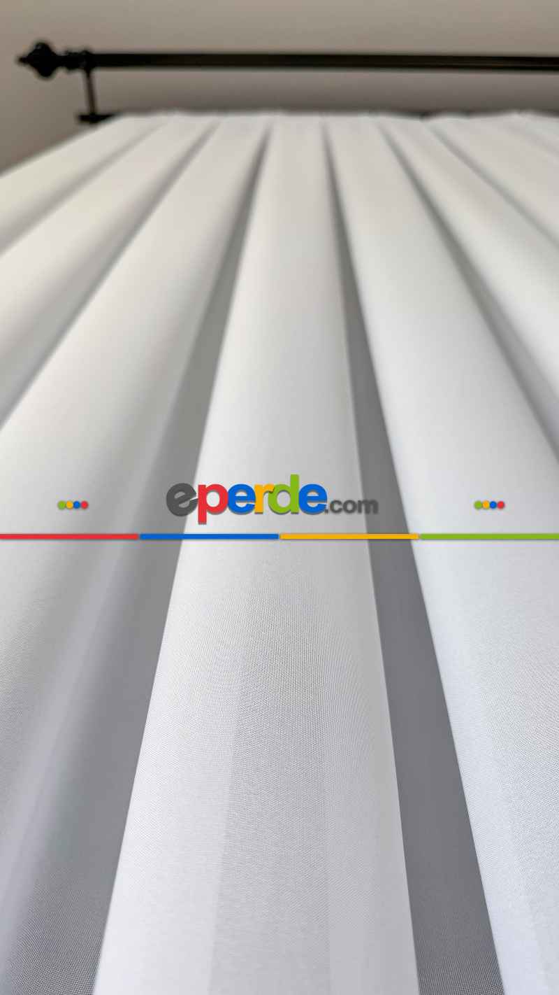 Yatak Odası Beyaz İpek Krep Düz Tül Perde, Premium Kalite Serisidir.