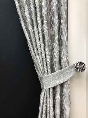 Salon Perdesi - Açık Gri Desenli Jakar Fon Perde (geniş En:280 Kumaş)- Gri Açık