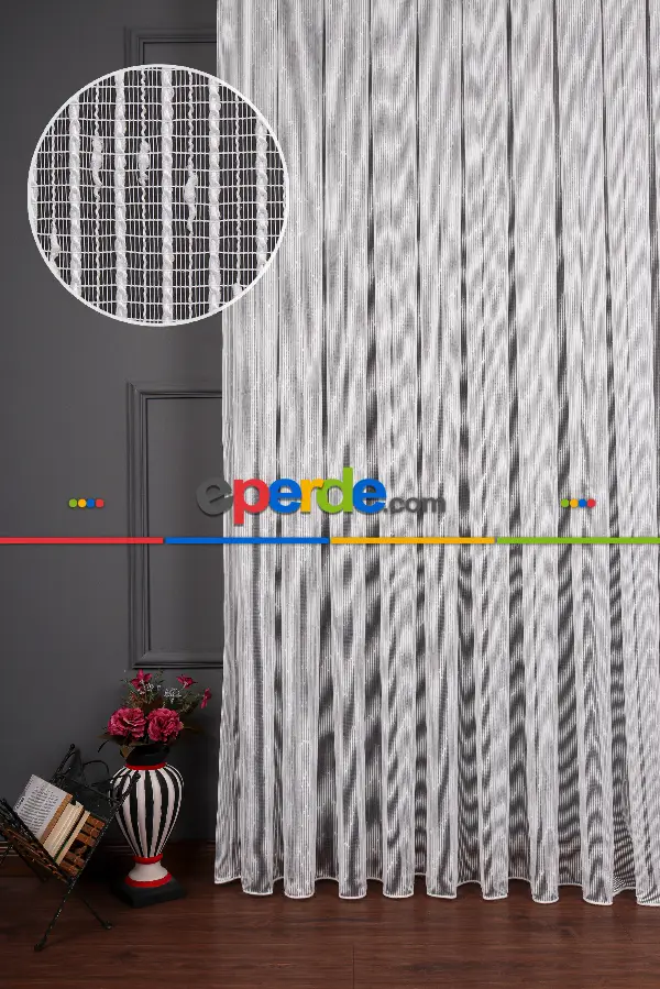 Çizgili Nokta Desen Armür Tül Perde Akdz 1077