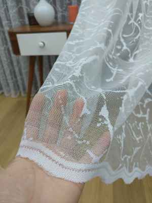 Spor Desen Fransız Dantel Tül Perde & Kruvaze Perde- Ekru