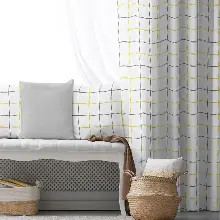 Salon Fon Perde Evim1613-3 Kumaşı Kalındır Duck Bezi Değildir- Mavi-beyaz