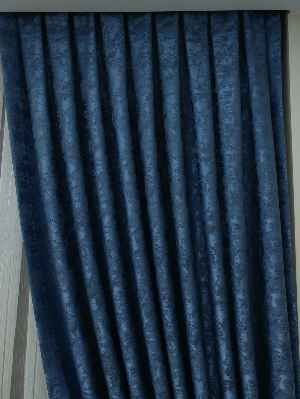 Patinedesenli Mavi Renk Jakar Desenli Fon Perde- Mavi