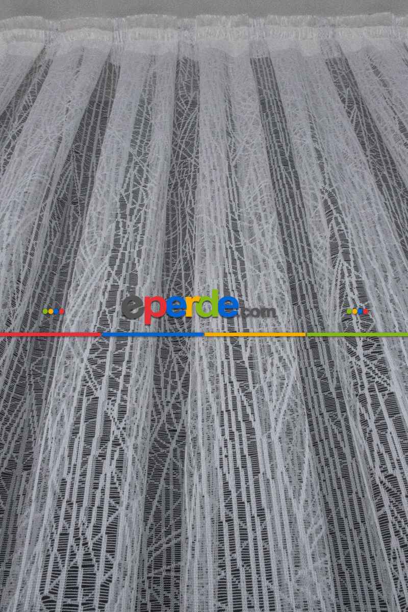 Örme Tül Perde - Spor Desenli - Cam Kırık Desenli