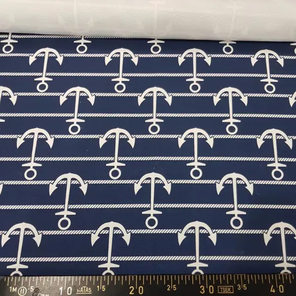 Çapa Marine Desenli Fon Perde Evm655 Kumaşı Kalındır Duck Bezi Değildir- Lacivert-Beyaz