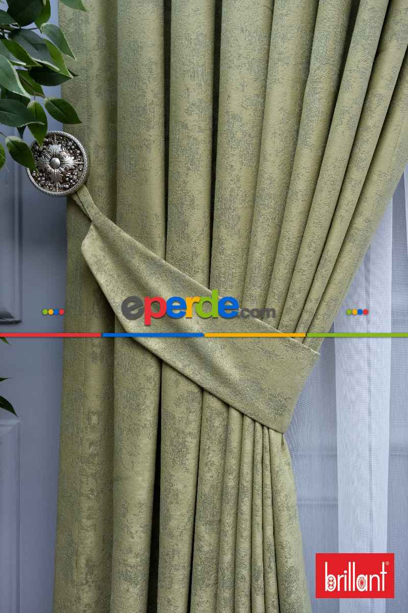 Brillant Mat Jakar Desen Fon Perde ( Dökümlü Fon )- Yeşil