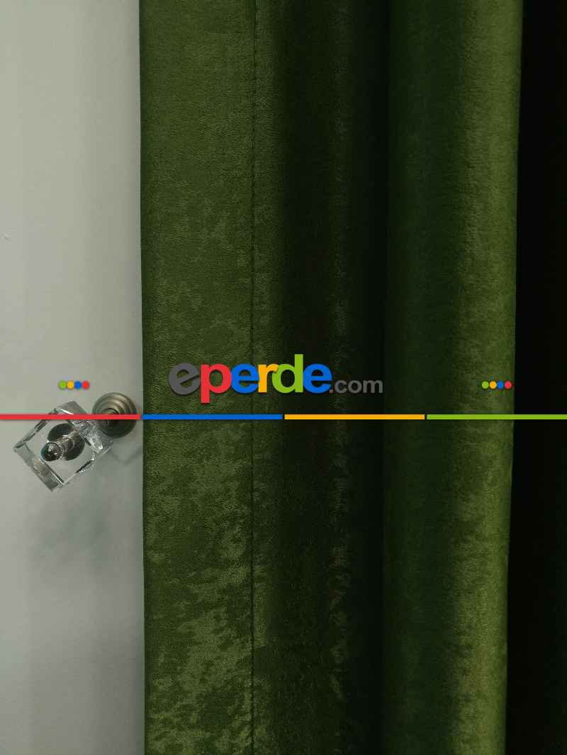 Salon - Soft Fon Perde Çimen Yeşili Dökümlü - Yeşil Koyu Yeşil