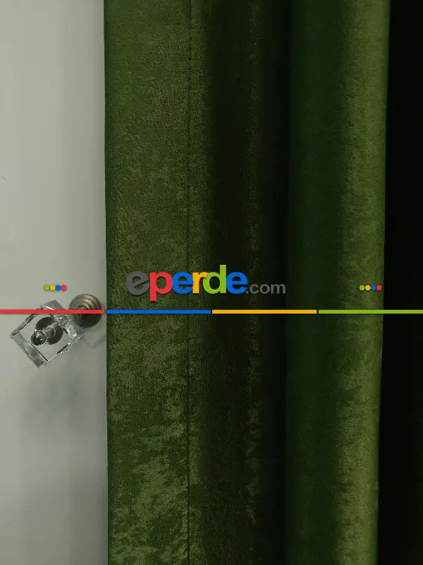 Salon - Soft Fon Perde Çimen Yeşili Dökümlü - Yeşil Koyu Yeşil