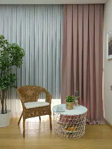 Salon Fon - Soft Pudra Renngi Fon Perde Geniş En (285)- Pudra