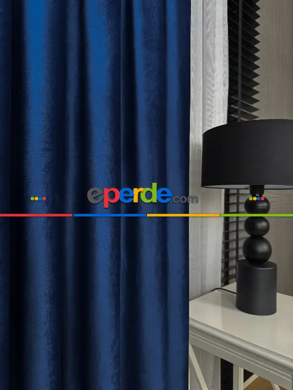 Yatak Odası - Koyu Lacivert İthal Kadife Fon Perde, Premium Kalite Serisi Kadife Fon Perde