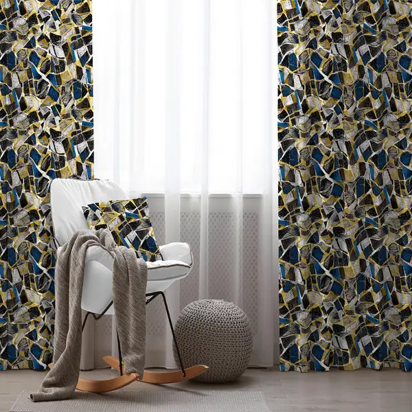 Oturma Odası Fon Perde Evim736 Kumaşı Kalındır Duck Bezi Değildir- Mavi-beyaz