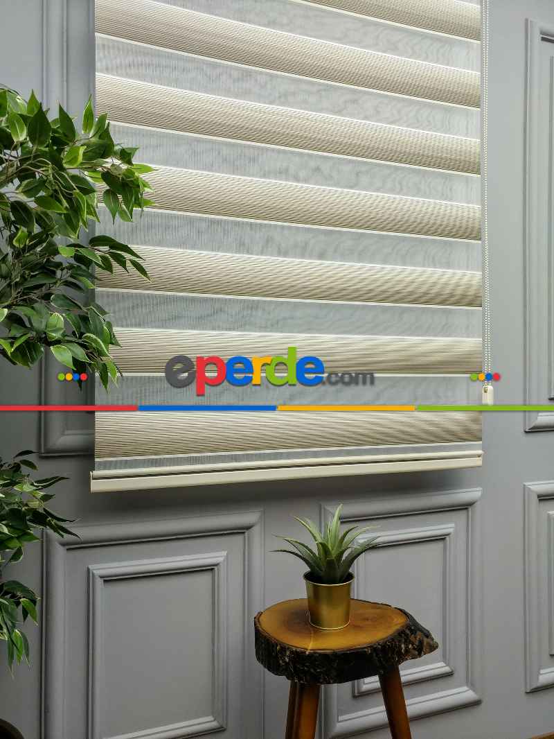 Salon Zebra Perde - 2021 Sezonu - Degrade Renk Geçişli Micro Pileli (plise) Zebra Perde- Kahve