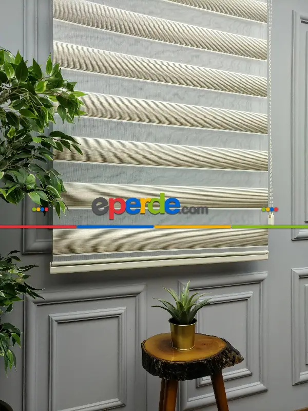 Salon Zebra Perde - 2021 Sezonu - Degrade Renk Geçişli Micro Pileli (plise) Zebra Perde- Kahve