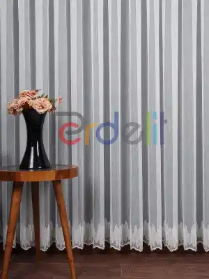 Etek Ucu Nakış İşlemeli Tül Perde