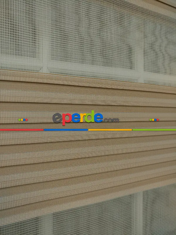 Zebra Perde - Geniş Pileli Zebra Perde- Sütlü Kahve