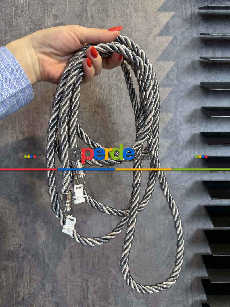 Koyu Gri/açık Gri Tül Perde Ve Fon Perde Kordon Toplama