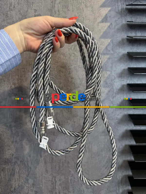 Koyu Gri/açık Gri Tül Perde Ve Fon Perde Kordon Toplama