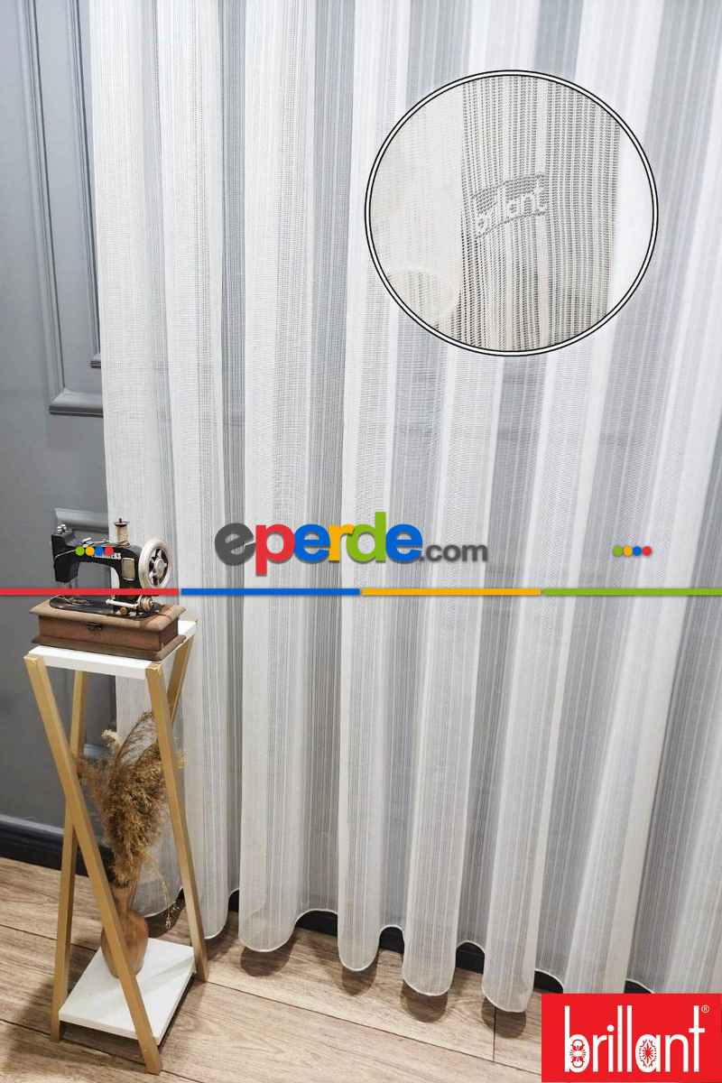 Brillant Örme Çizgili Yeni Tasarım Renk Desen Tül Perde