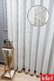 Brillant Örme Çizgili Yeni Tasarım Renk Desen Tül Perde