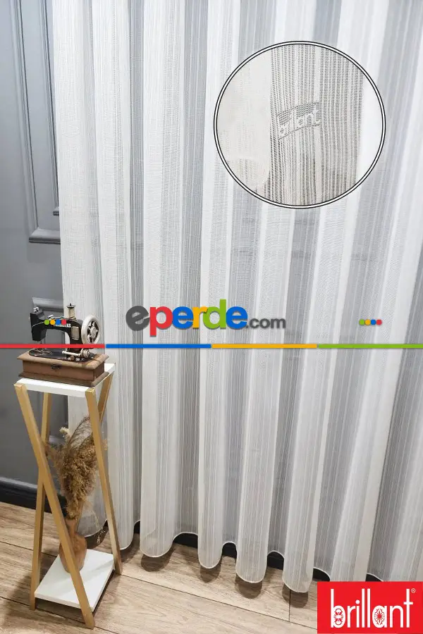 Brillant Örme Çizgili Yeni Tasarım Renk Desen Tül Perde