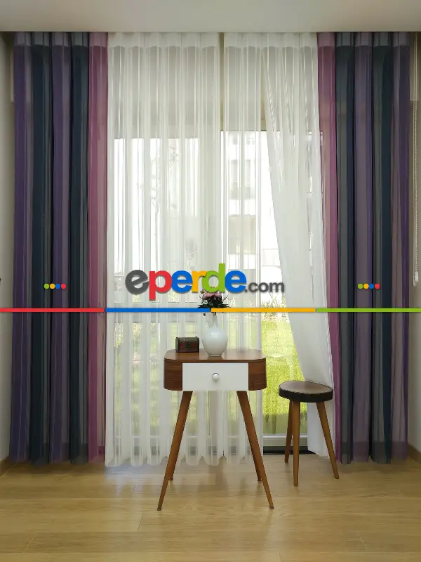 1. Kalite Çizgili Tül Dikey Zebra Perde Mor Ft23 - Parlament Ft33 - Gül Kurusu Ft21- Lacivert-mor-krem Açık-gül Kurusu