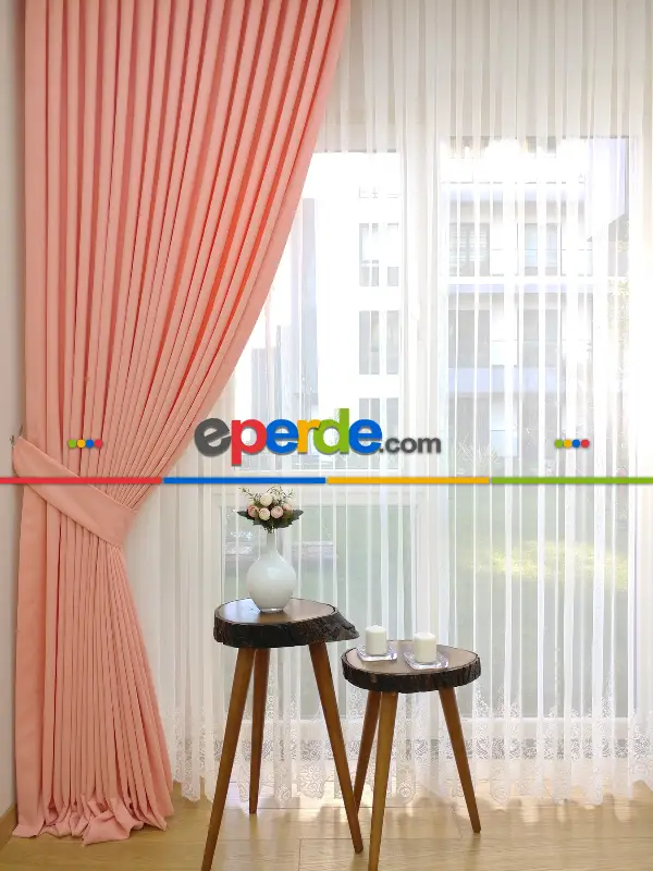 Salon Fon - Yavru Ağzı- Düz Fon Perde (  Dökümlü Fon Perde)- Yavru Ağzı