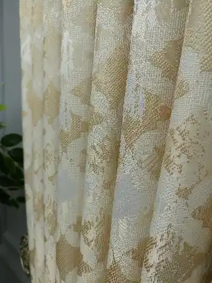 Krem Desenli Jakar Fon Perde (180)- Krem
