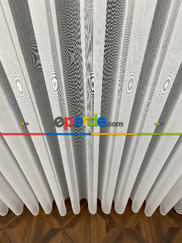 Salon - 2021armürlü Kendinden Çizgili Salon Tülü