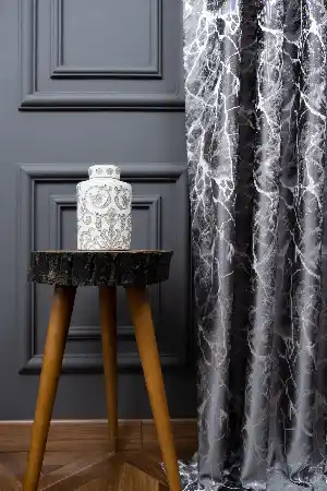 Granit Desen Jakar Dokuma Dökümlü Fon Perde 150 Cm Gri Açık