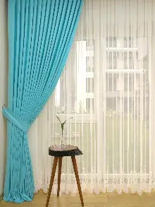 Turkuaz - Düz Fon Perde ( Dökümlü Fon Perde)- Turkuaz