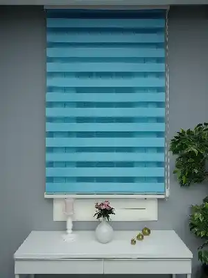 Perle Home Düz Mavi Zebra Perde