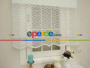 Mutfak Tül Stor Perde - Çiftli Sistem- Ekru