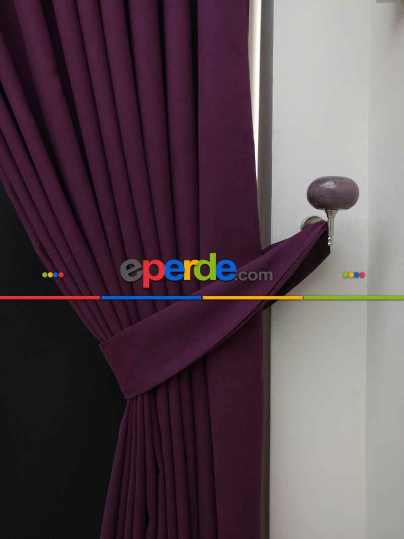 Düz Renk Dökümlü Fon Perde (150)- Mor