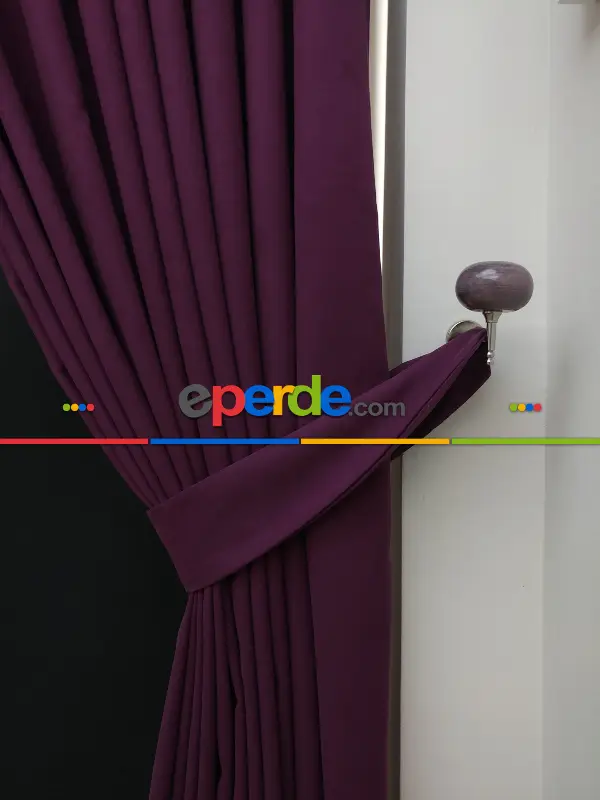 Düz Renk Dökümlü Fon Perde (150)- Mor