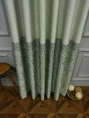Modern Pano Fon Perde Bantlı Çift Renk - 501- Yeşil-bej-haki