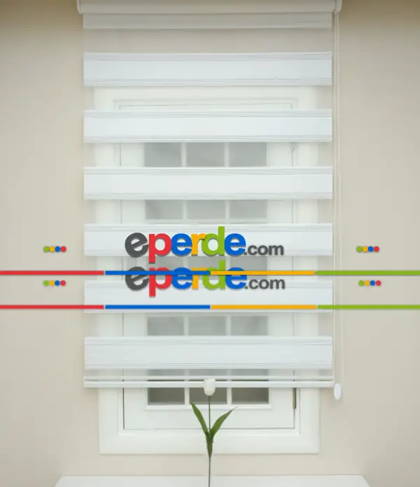 Mutfak- Elit Beyaz Bambu Simli Perde- Beyaz