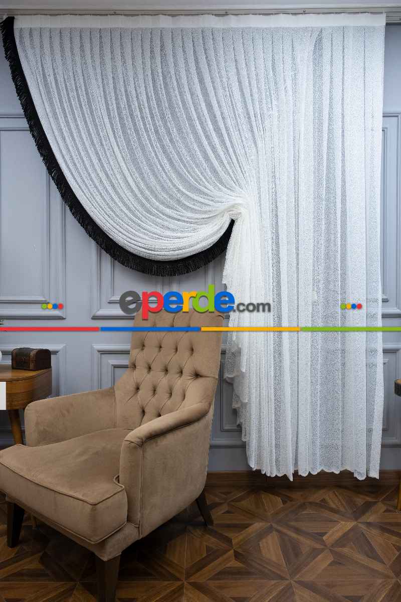 Salon Empoli Örme Kruvaze Tül Perde- Ekru