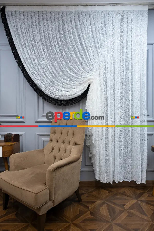 Mutfak - Empoli Örme Kruvaze Tül Perde- Ekru