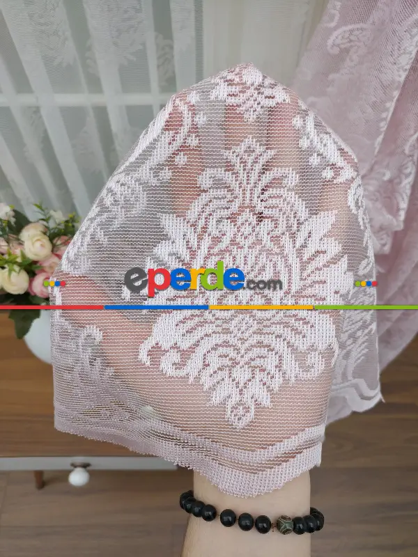 Pudra Pembe Tül Fon Perde- Pembe Pudra Pembe