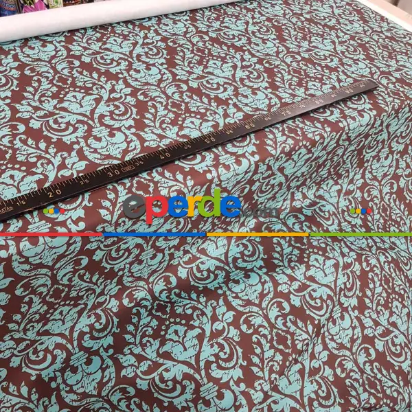 Yatak Odası - Damask Desenli Fon Perde Evm710 Kumaşı Kalındır Duck Bezi Değildir- Turkuaz