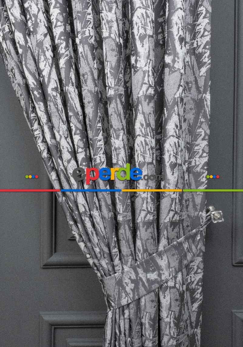 Jakar Dokuma Fon Perde Antrasit Gri