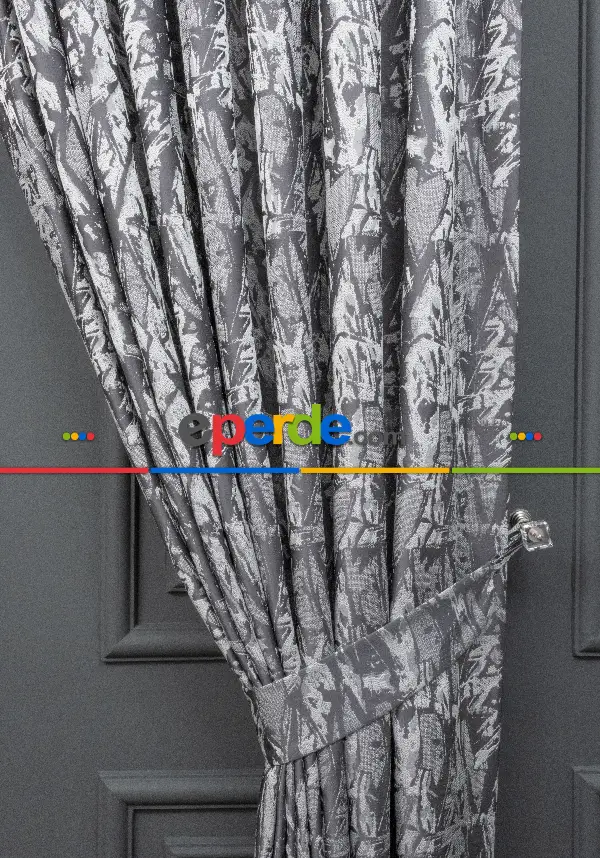 Yatak Odası - Jakar Dokuma Fon Perde Antrasit Gri