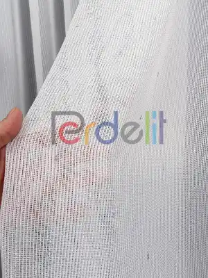 Yumuşak Dokulu Gümüş Damlacık Desenli File tül perde Ütü İstemez