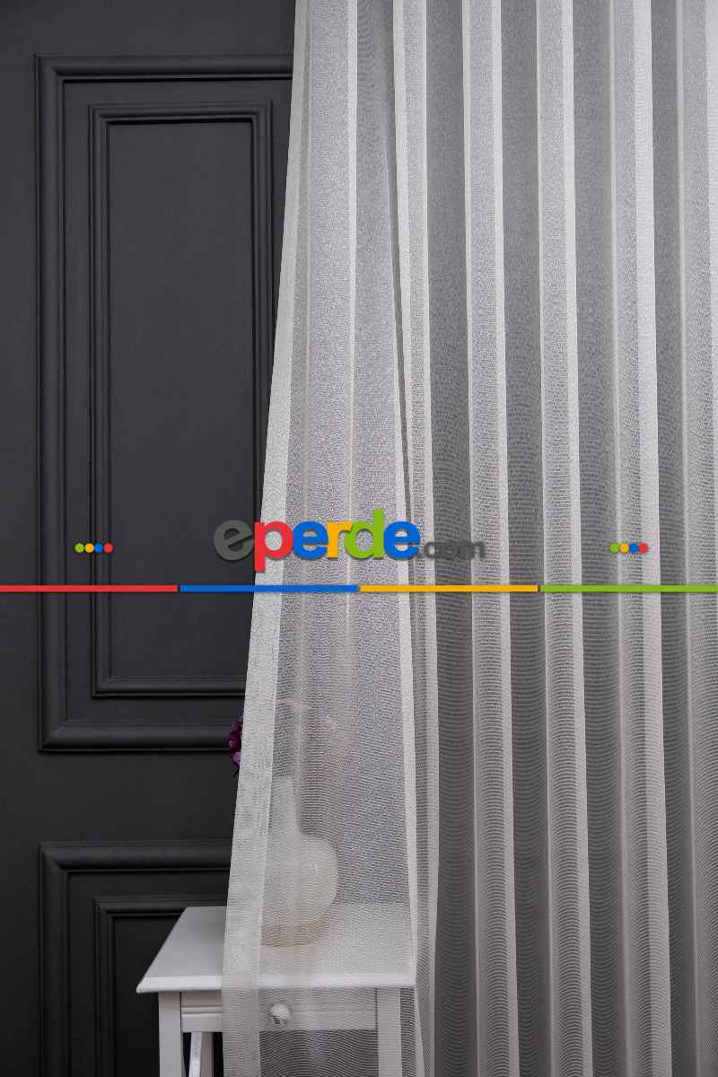 Gri Renk Monaliza Dökümlü Ütü İstemeyen Tül - İtinalı Dikiş Garantisi - Kurşunlu Tül - S Pile